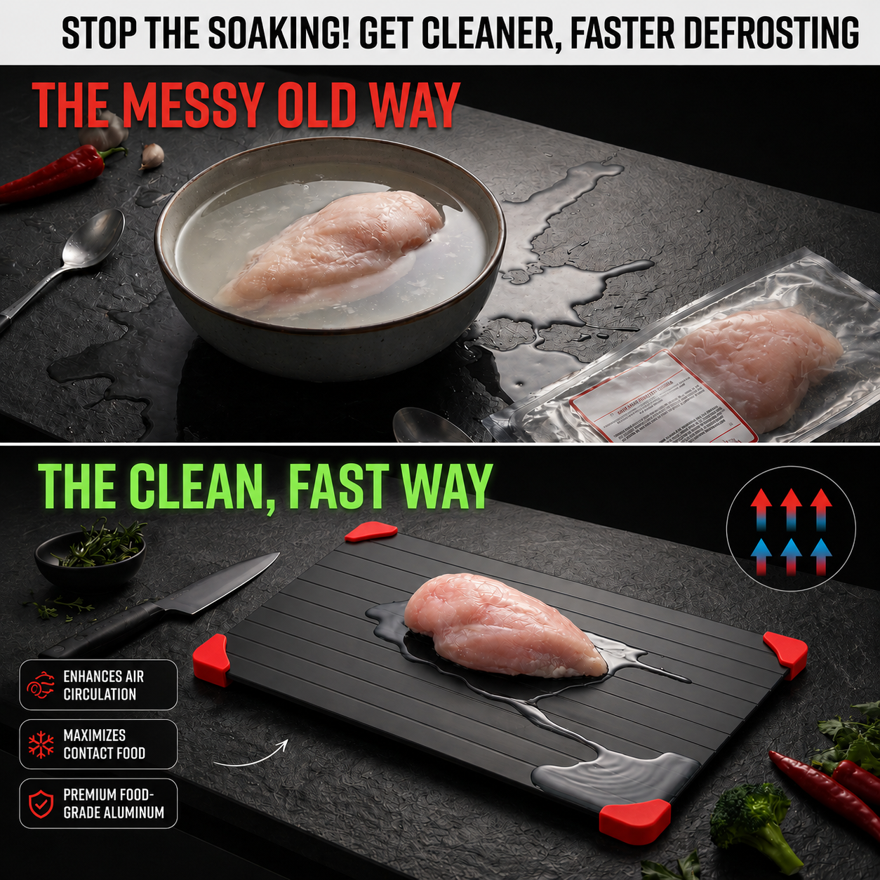 Aluminum Defrosting Tray – Fast, Natural Thawing Plate