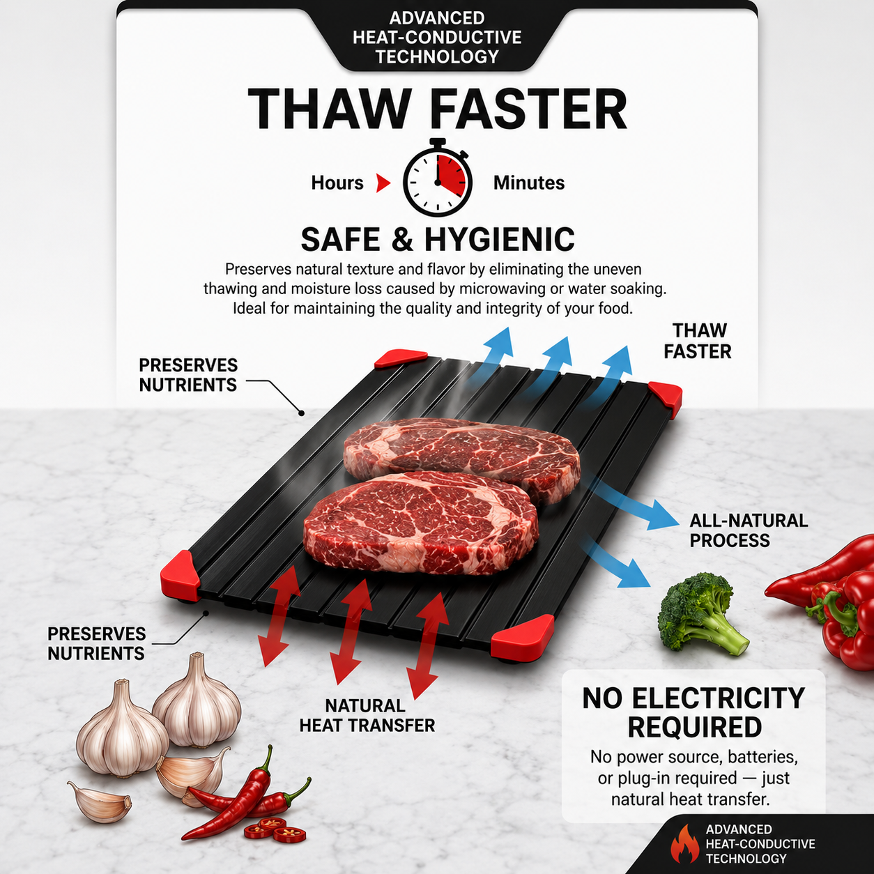 Aluminum Defrosting Tray – Fast, Natural Thawing Plate